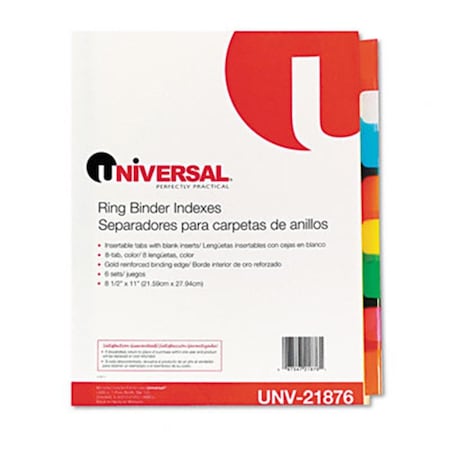Universal Battery Universal 21876 Extended Indexes Assorted Color Eight-Tab  Letter  Buff  Six Sets per Box 21876